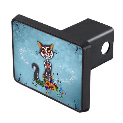 Funny sugar skeleton cat hitch cover