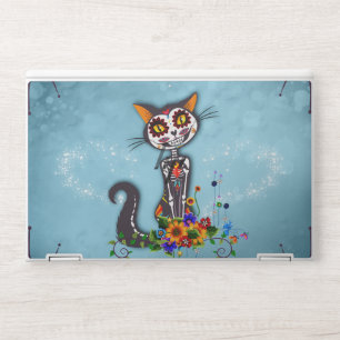 Funny sugar skeleton cat HP laptop skin