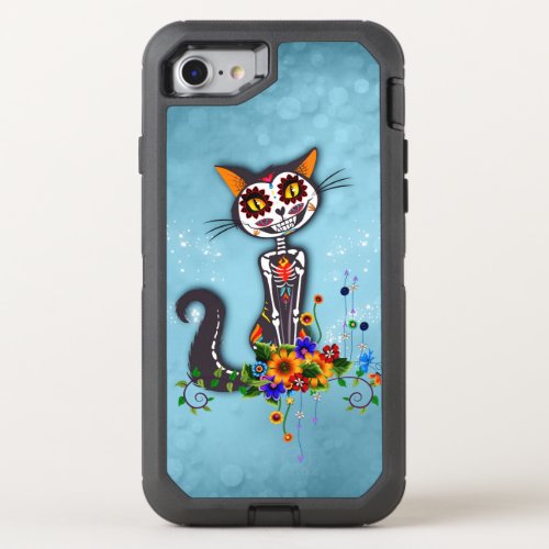 Funny sugar skeleton cat OtterBox defender iPhone SE87 case
