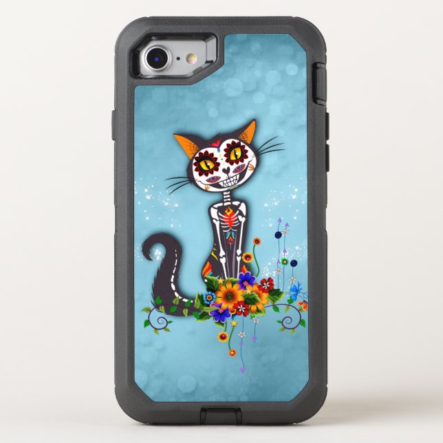 Funny sugar skeleton cat otterbox iPhone case (Back)