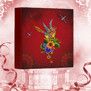 Funny sugar skull bird 3 ring binder