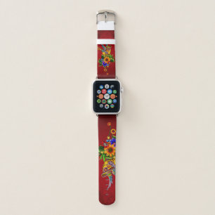 Funny sugar skull bird apple watch band