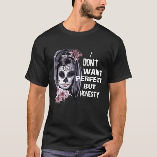 Funny sugar skull girl day of the deadHalloween T_Shirt