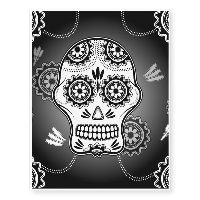 Funny  sugar skull temporary tattoos (Front)