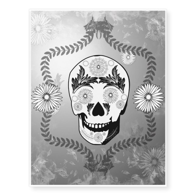 Funny sugar skull temporary tattoos (Front)