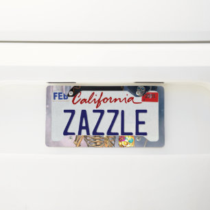 Funny sugar skull with maxican hat license plate frame