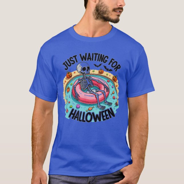 Funny Summer 2025 Spooky Skeleton Just Waiting For T-Shirt (Front)
