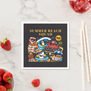 Funny Summer Beach Party Animals - DJ Octopus & Su Napkins