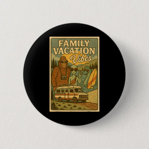 Funny Summer Bigfoot Family Vacation Alien Nessie  Button