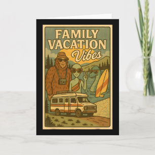 Funny Summer Bigfoot Family Vacation Alien Nessie  Card