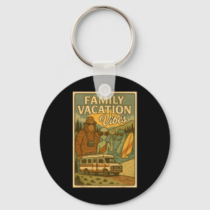 Funny Summer Bigfoot Family Vacation Alien Nessie Keychain