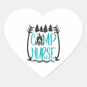 Funny Summer Camp Nurse Nursing Gift Camping RN Heart Sticker