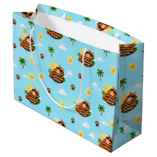 Funny Summer Cat Gift Bag with Tropical Pattern