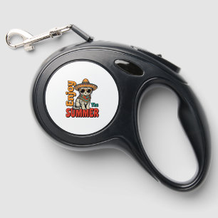 Funny Summer Cat Sombrero Vintage Engraving Design Retractable Pet Leash