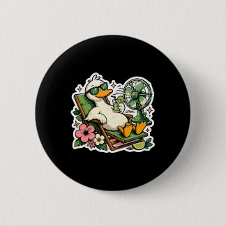 Funny Summer Duck Relaxing Vacation Mode Tropical Button