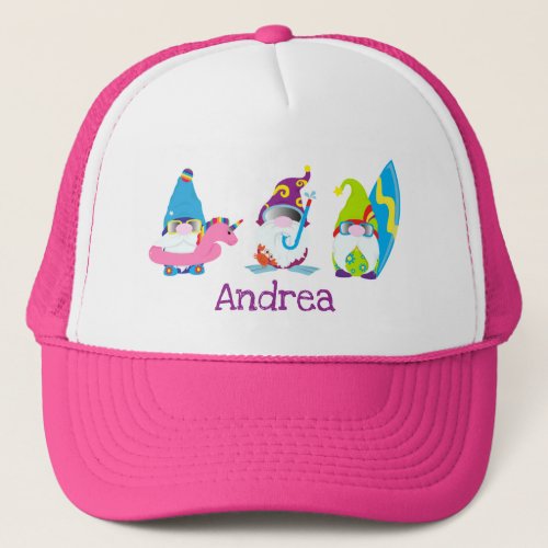 Funny Summer Gnomes Beach Personalised  Trucker Hat
