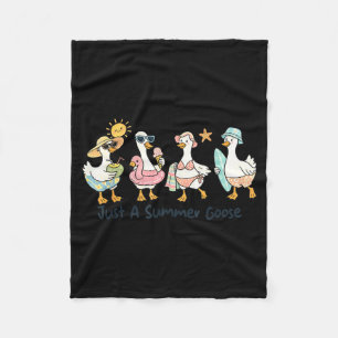 Funny summer goose beach duck cute animal vacation fleece blanket