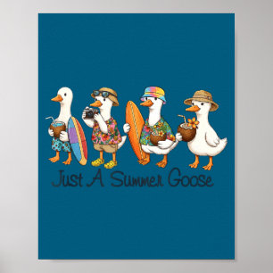 Funny summer goose beach duck surf vacation cute poster