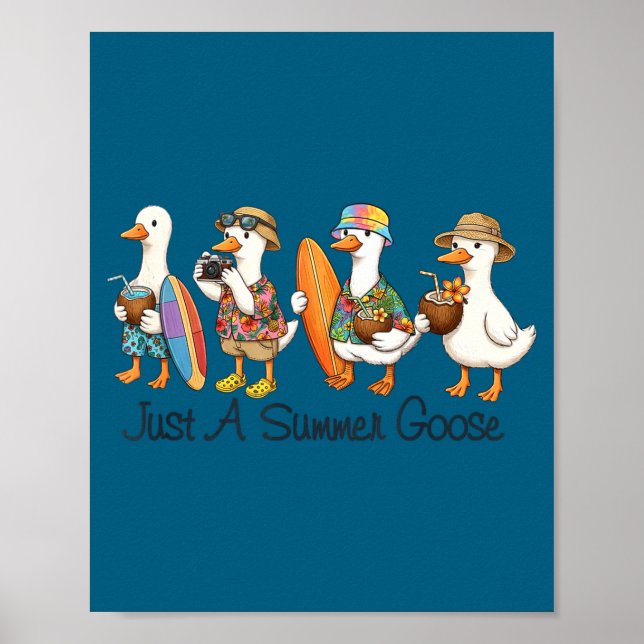 Funny summer goose beach duck surf vacation cute poster (Front)