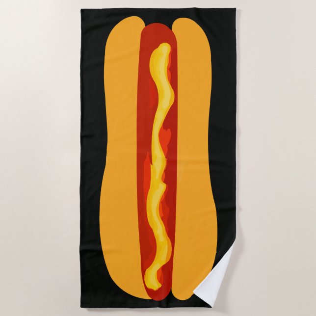 Funny Summer Hot Dog Beach Towel (Front)