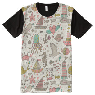 Funny Summer Pattern With Ships All-Over-Print T-Shirt