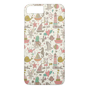 Funny Summer Pattern With Ships iPhone 8 Plus/7 Plus Case