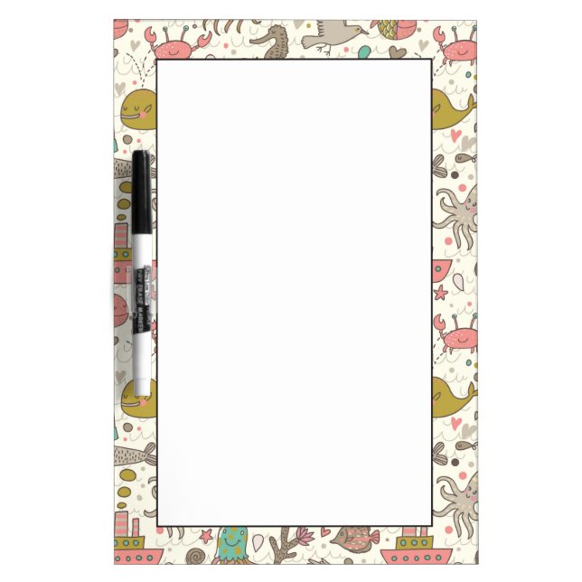 Funny Summer Pattern With Ships Dry Erase Board (Front)