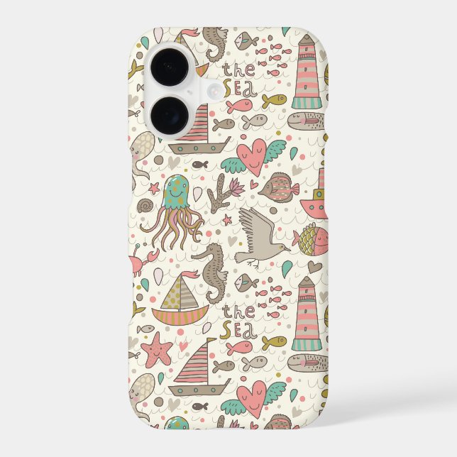 Funny Summer Pattern With Ships Iphone Case (Back)