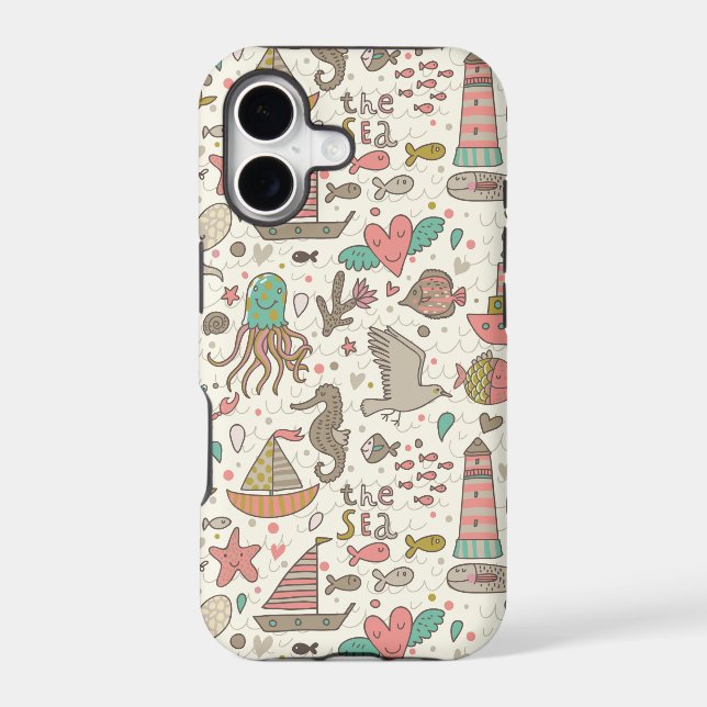 Funny Summer Pattern With Ships Iphone Case (Back)