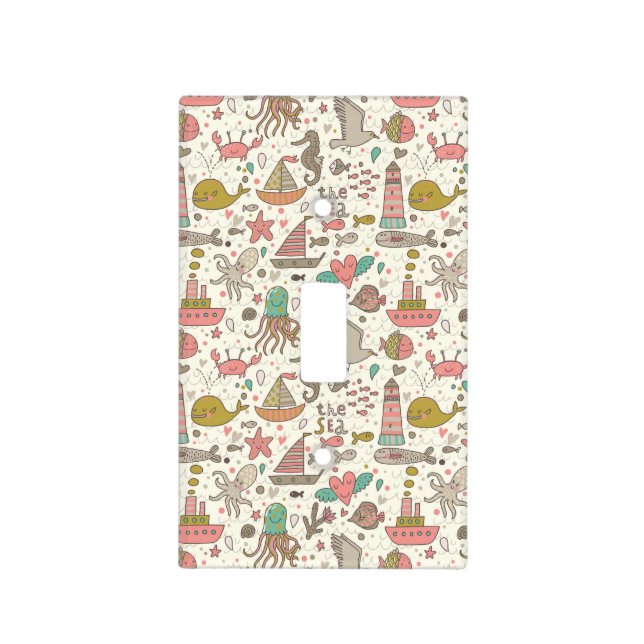 Funny Summer Pattern With Ships Light Switch Cover (Front)