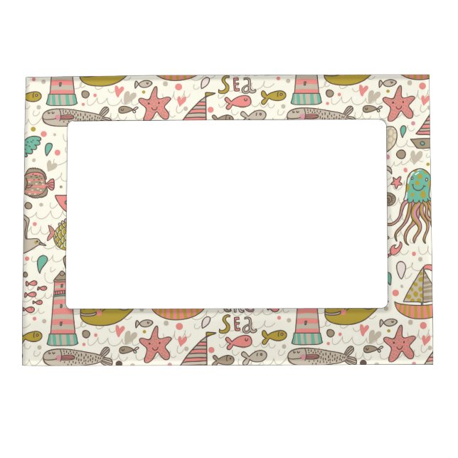 Funny Summer Pattern With Ships Magnetic Frame (Front)