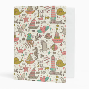 Funny Summer Pattern With Ships Mini Binder