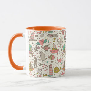 Funny Summer Pattern With Ships Mug