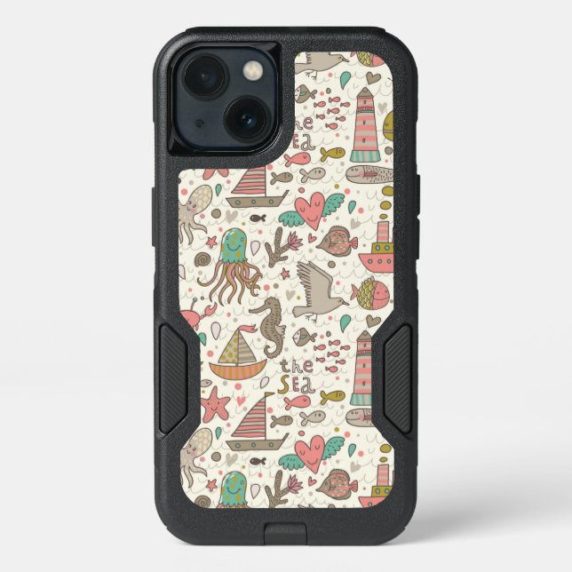 Funny Summer Pattern With Ships Otterbox iPhone Case (Back)