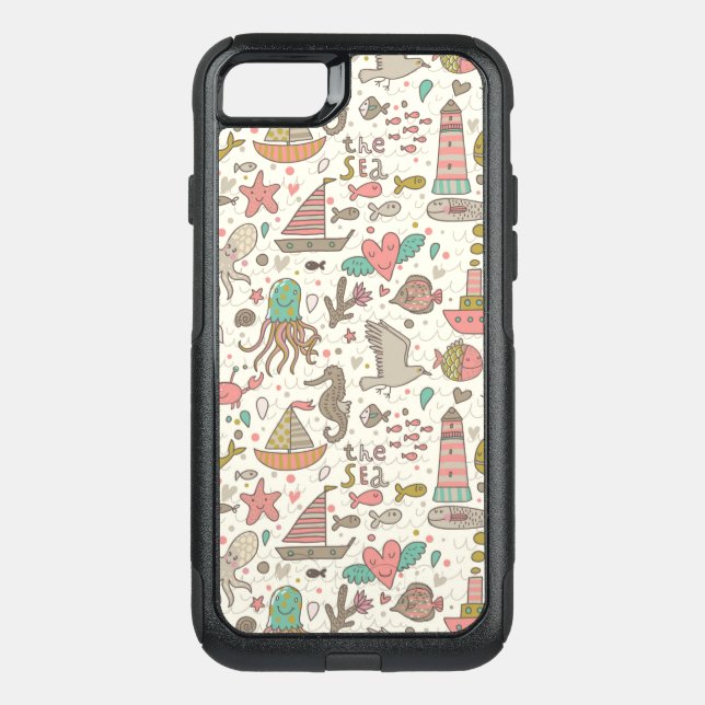 Funny Summer Pattern With Ships Otterbox iPhone Case (Back)