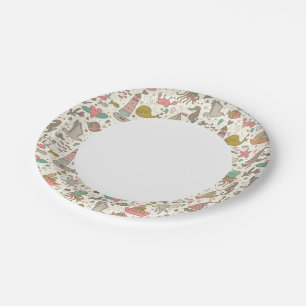 Funny Summer Pattern With Ships Paper Plates