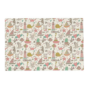 Funny Summer Pattern With Ships Placemat