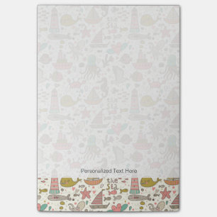 Funny Summer Pattern With Ships Post-it Notes