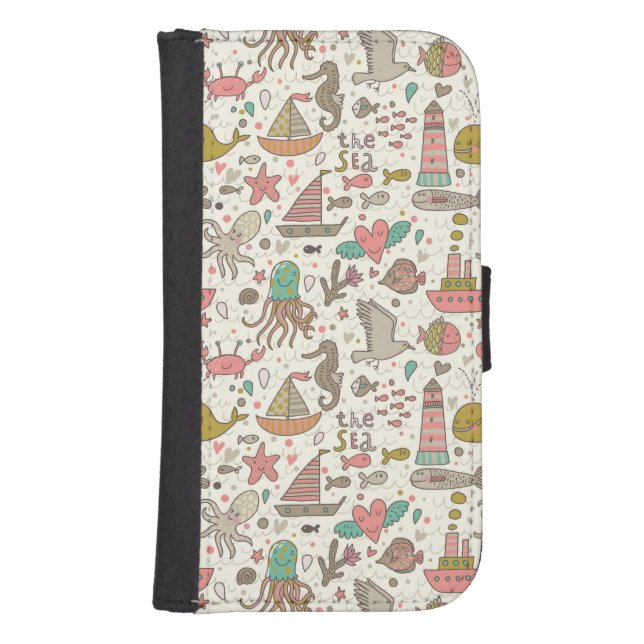 Funny Summer Pattern With Ships Samsung Galaxy Wallet Case (Front)