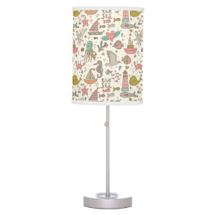 Funny Summer Pattern With Ships Table Lamp