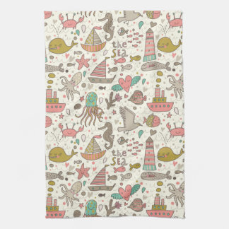 Funny Summer Pattern With Ships Towel