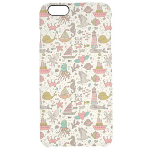 Funny Summer Pattern With Ships Clear iPhone 6 Plus Case