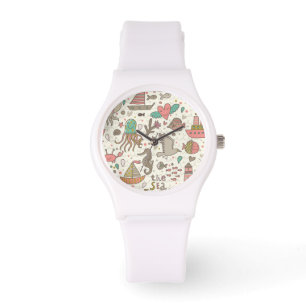 Funny Summer Pattern With Ships Watch
