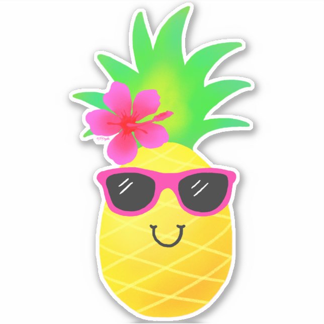 Funny Summer Tropical Pineapple Sticker (Front)