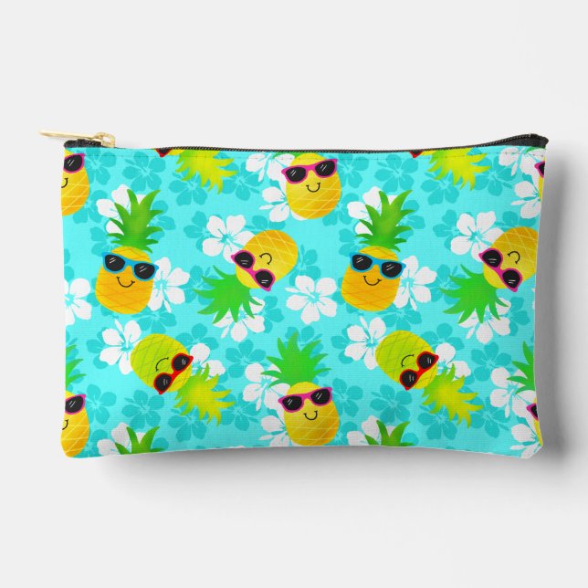 Funny Summer Tropical Pineapples Accessory Pouch (Front)