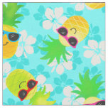 Funny Summer Tropical Pineapples Fabric