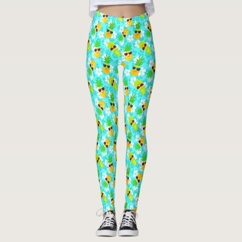 Funny Summer Tropical Pineapples Leggings