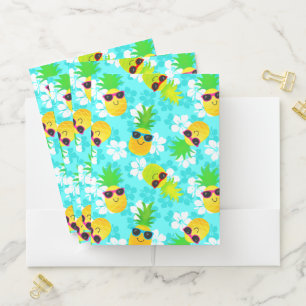 Funny Summer Tropical Pineapples Pocket Folder