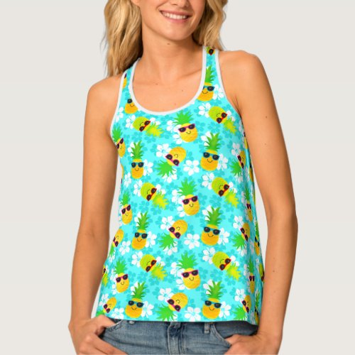 Funny Summer Tropical Pineapples Tank Top