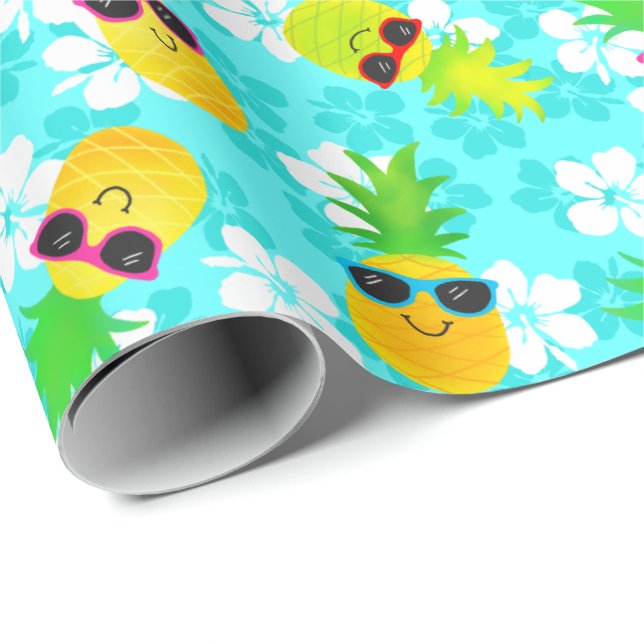 Funny Summer Tropical Pineapples Wrapping Paper (Roll Corner)
